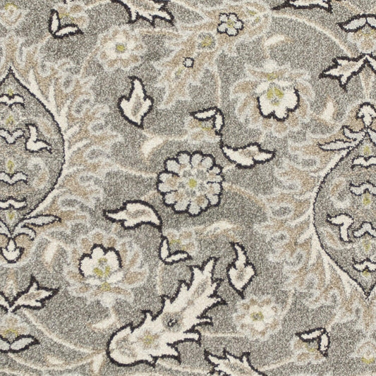 8'x11' Grey Machine Woven UV Treated Floral Traditional Indoor Outdoor Area Rug - AFS