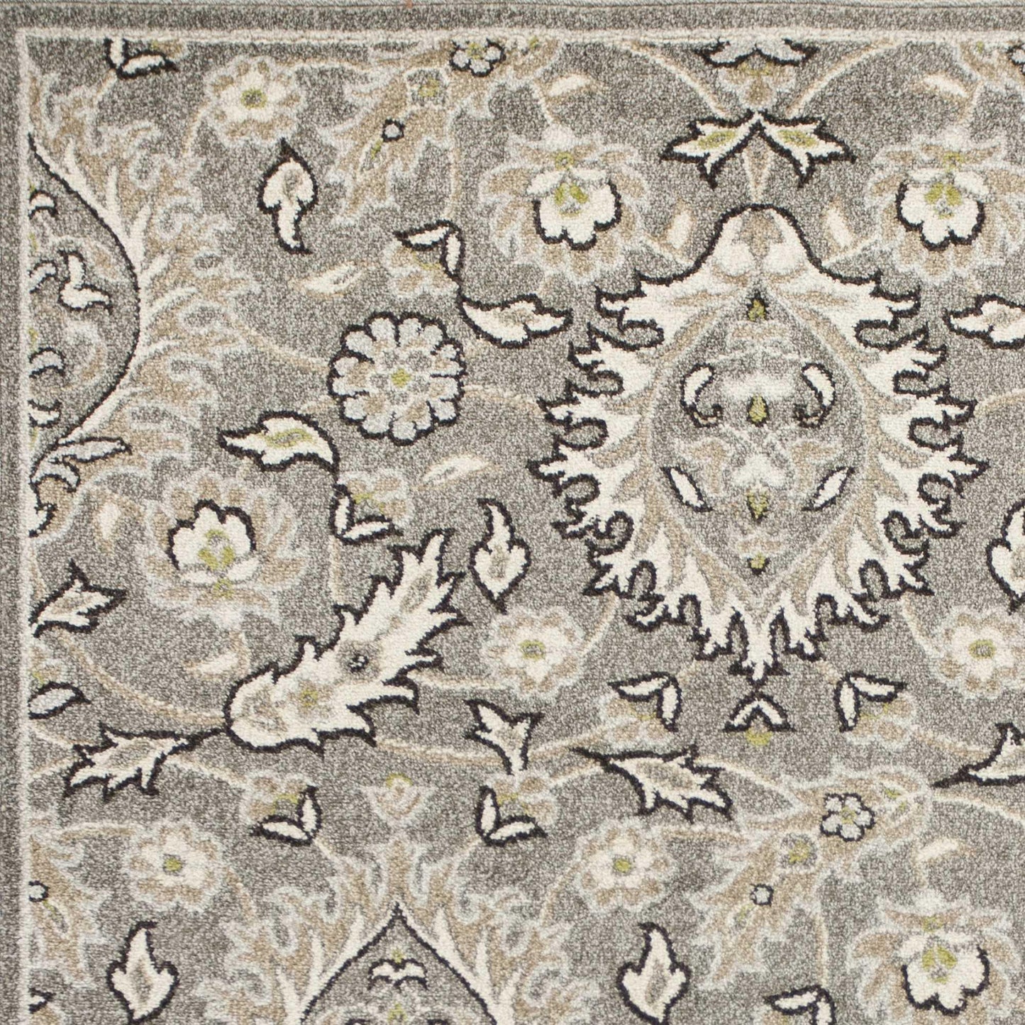 8'x11' Grey Machine Woven UV Treated Floral Traditional Indoor Outdoor Area Rug - AFS