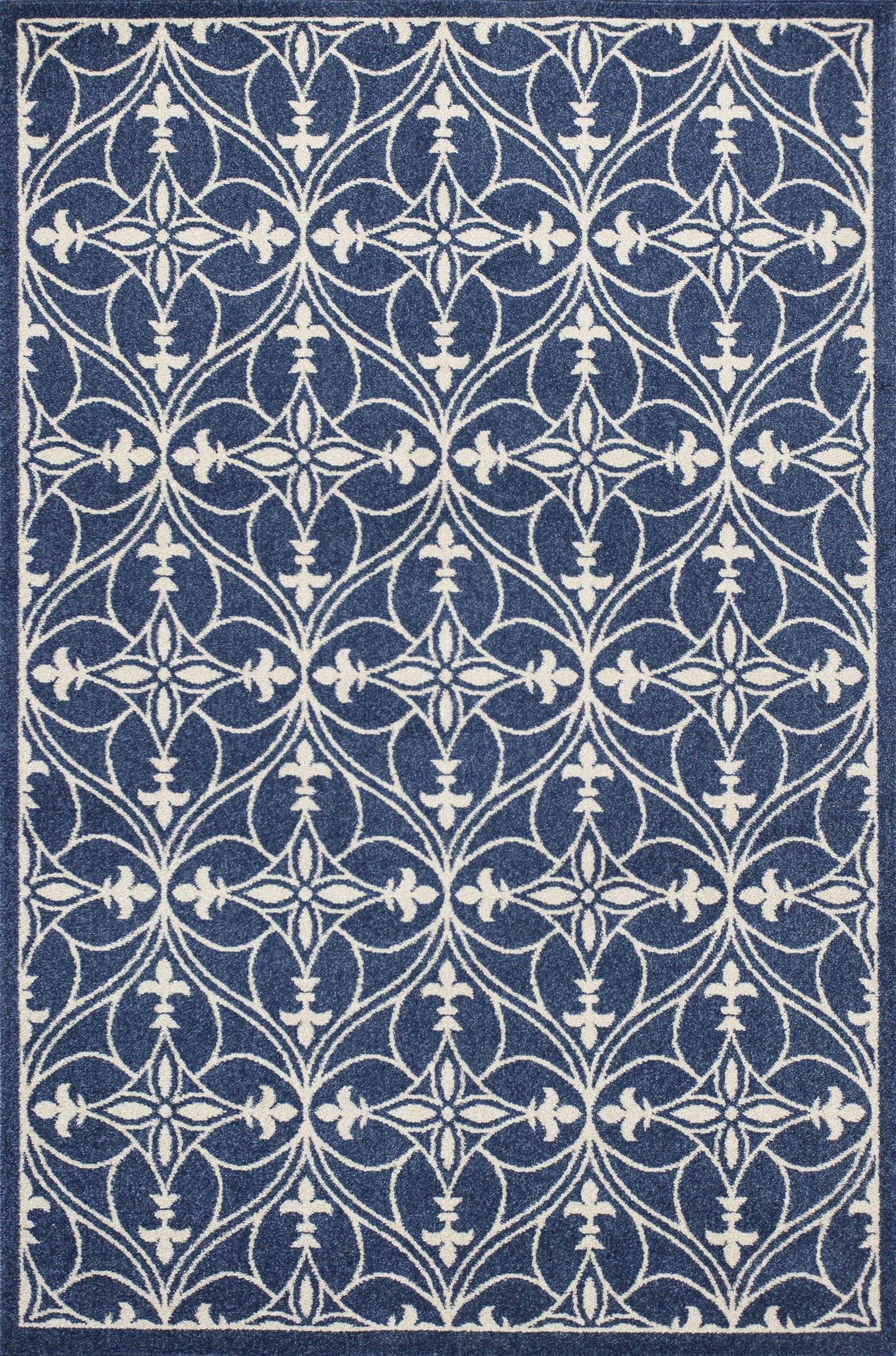 8'x11' Denim Blue Machine Woven UV Treated Ogee Indoor Outdoor Area Rug - AFS