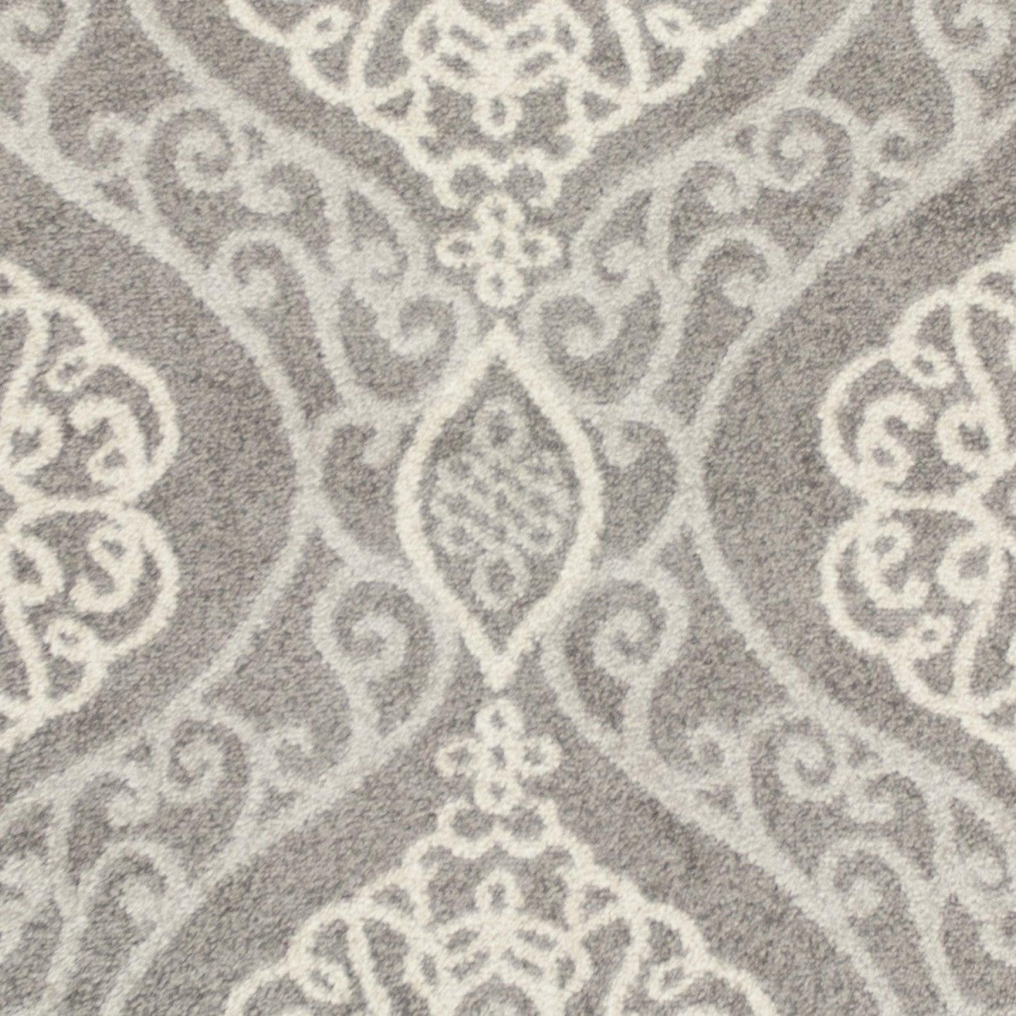 7'x10' Silver Grey Machine Woven UV Treated Floral Ogee Indoor Outdoor Area Rug - AFS