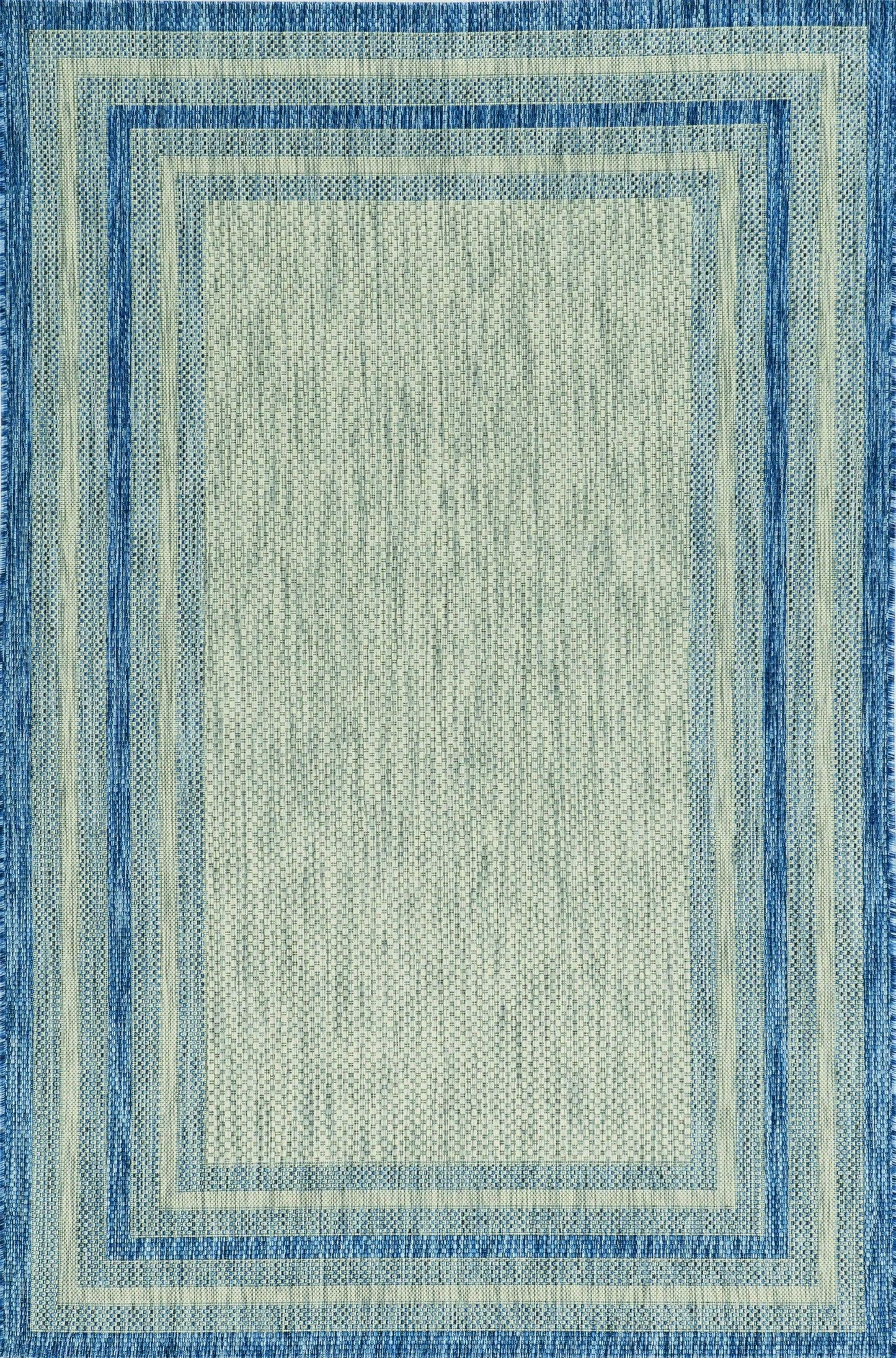 8'x11' Grey Denim Machine Woven UV Treated Bordered Indoor Outdoor Area Rug - AFS