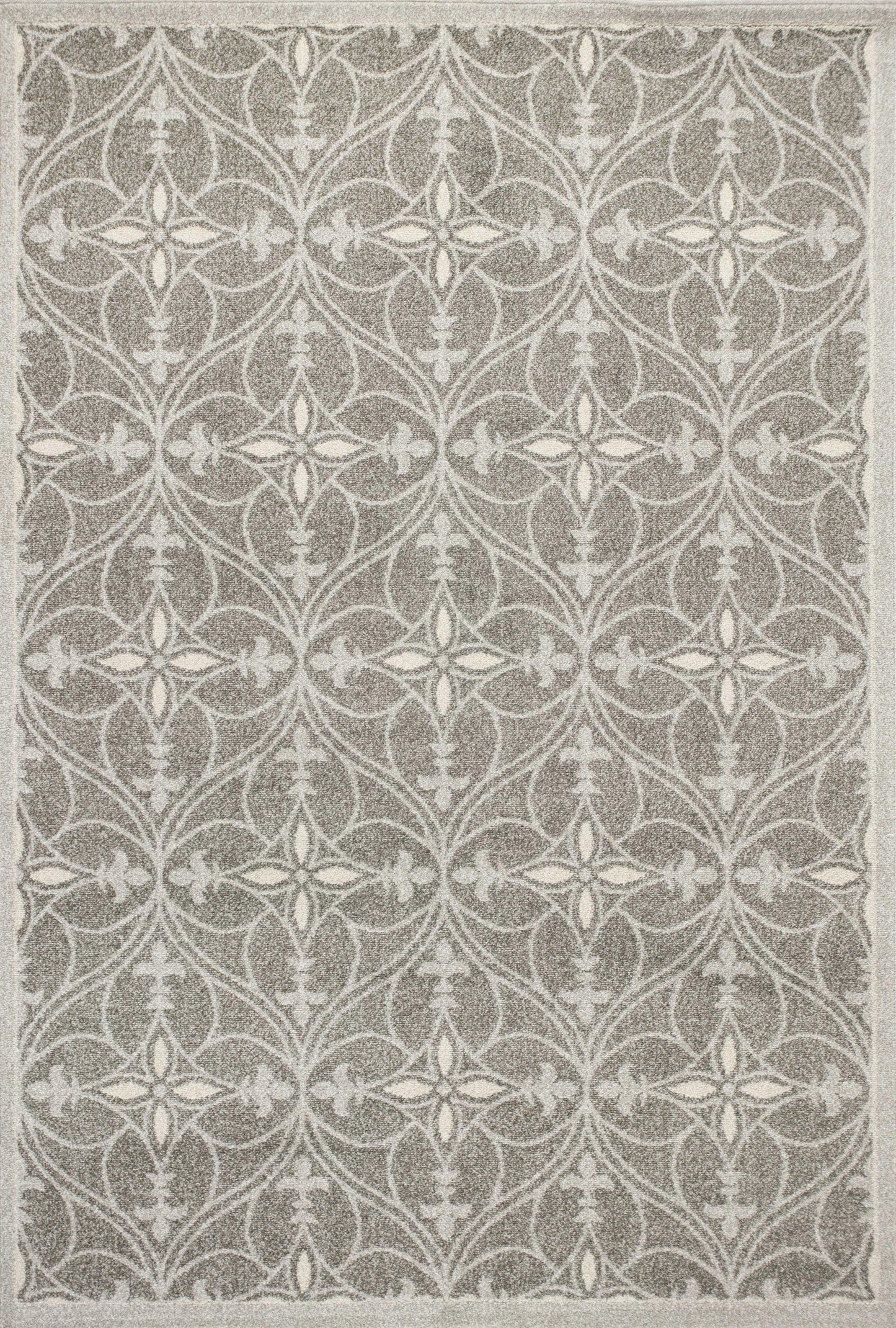 2'x4' Grey Machine Woven UV Treated Ogee Indoor Outdoor Accent Rug - AFS