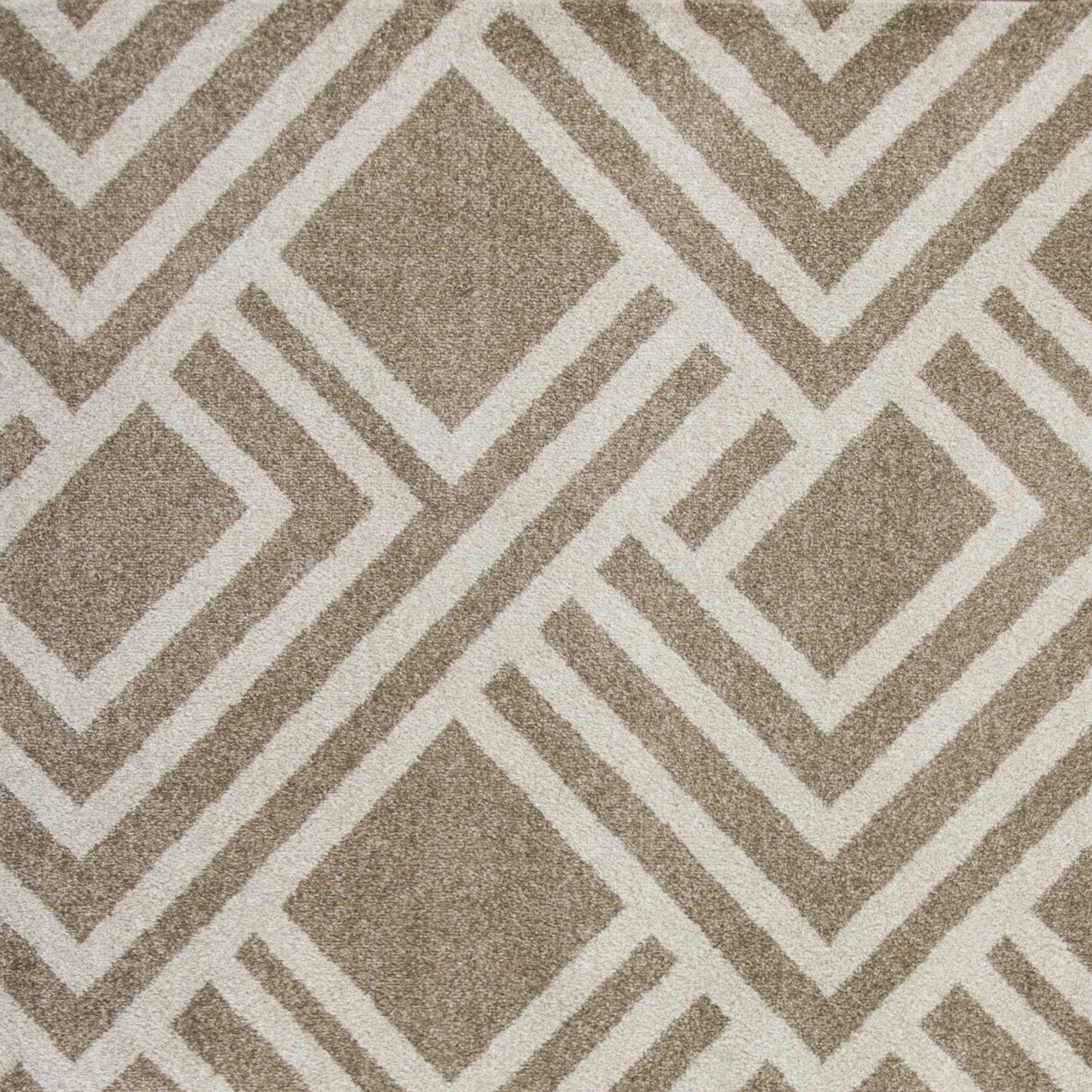 2'x4' Beige Machine Woven UV Treated Geometric Indoor Outdoor Accent Rug - AFS