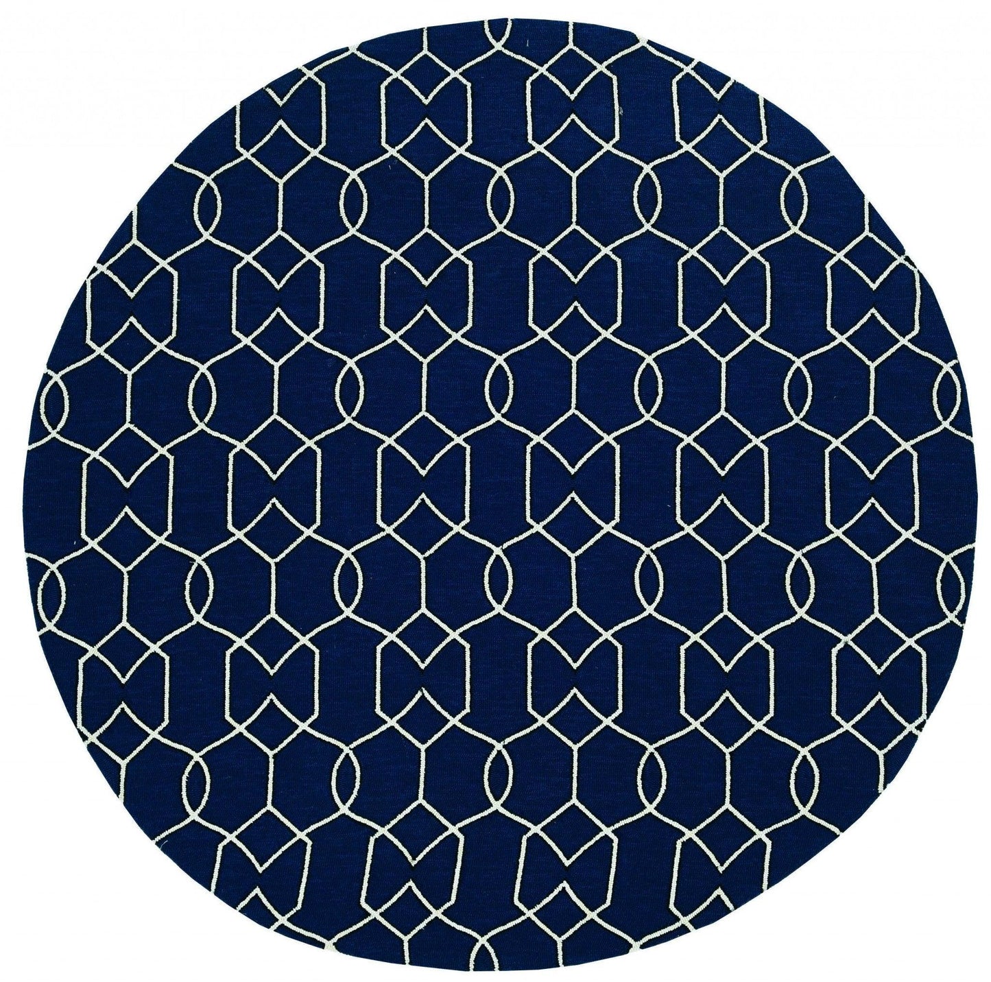 7'x10' Navy Blue Hand Hooked UV Treated Trellis Indoor Outdoor Area Rug - AFS