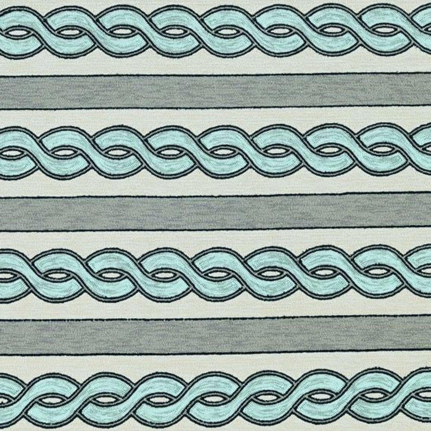 5'x7' Ivory Spa Hand Hooked UV Treated Cable Stitch Indoor Outdoor Area Rug - AFS