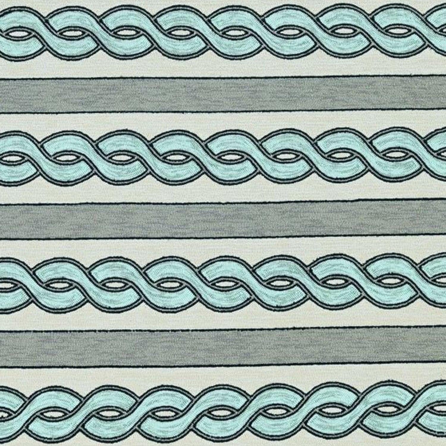 5'x7' Ivory Spa Hand Hooked UV Treated Cable Stitch Indoor Outdoor Area Rug - AFS