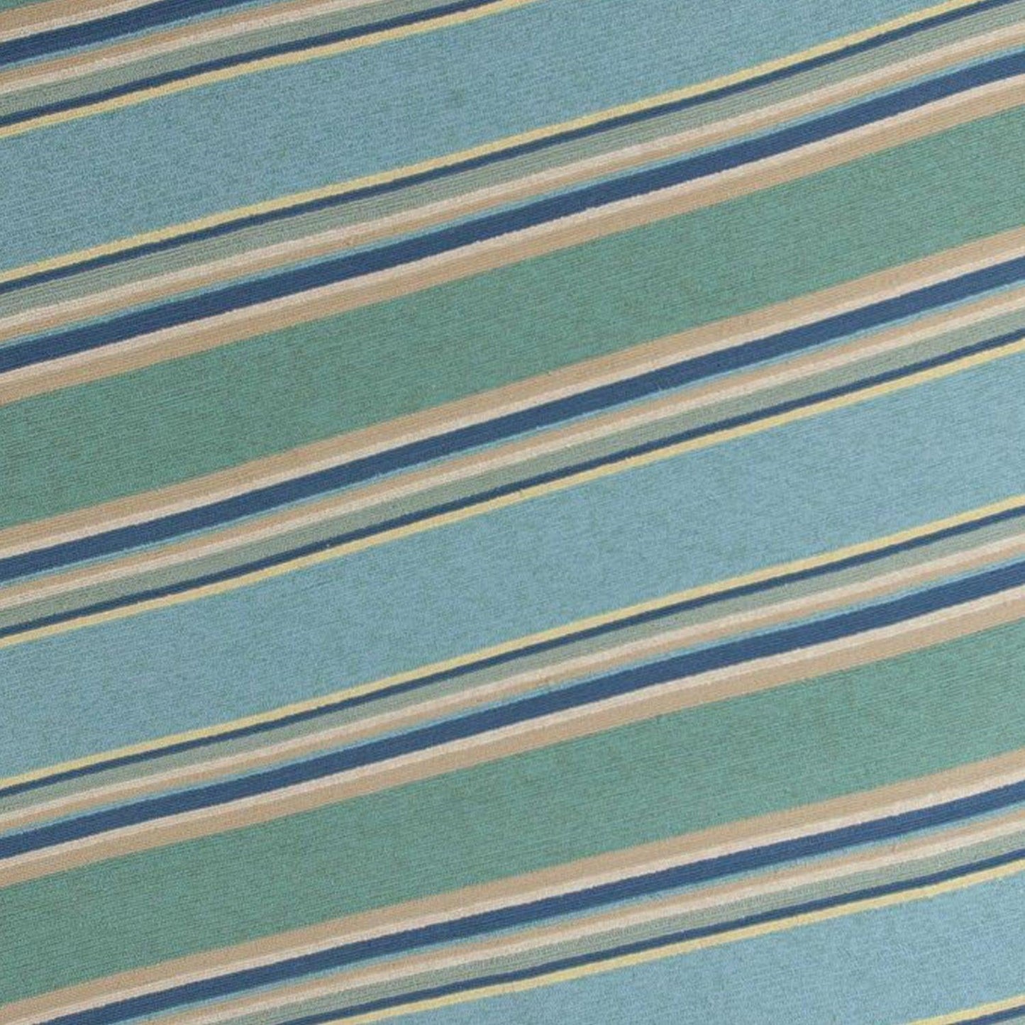 8'x10' Ocean Blue Hand Hooked UV Treated Awning Stripes Indoor Outdoor Area Rug - AFS