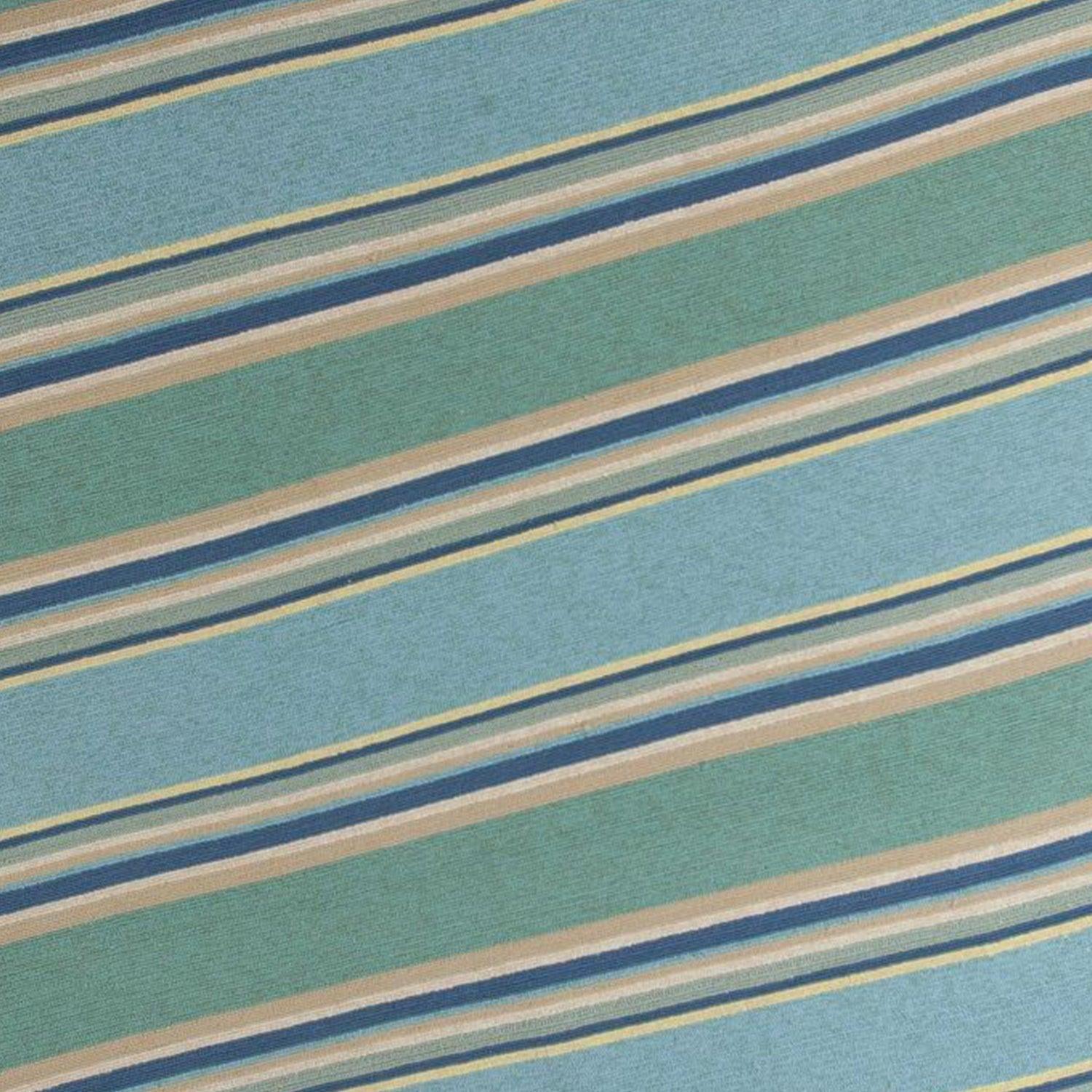 8'x10' Ocean Blue Hand Hooked UV Treated Awning Stripes Indoor Outdoor Area Rug - AFS