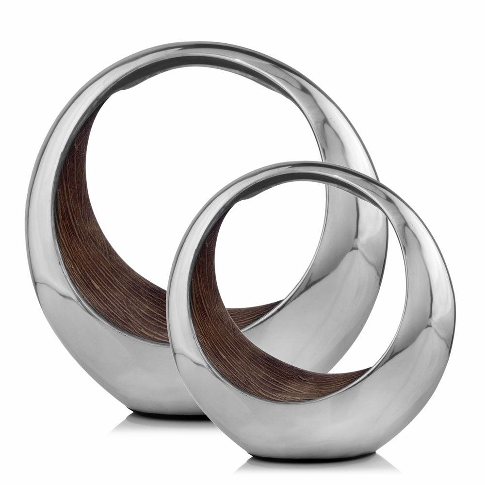 Buffed and Brown Bronze Two Tone Ring Threads Large Bowl - AFS