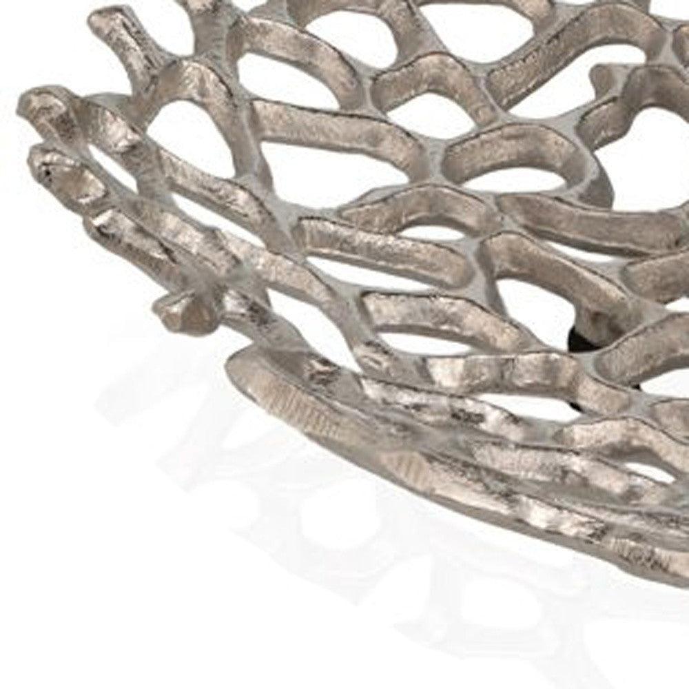 Modern Raw Silver Coral Centerpiece Plate - AFS