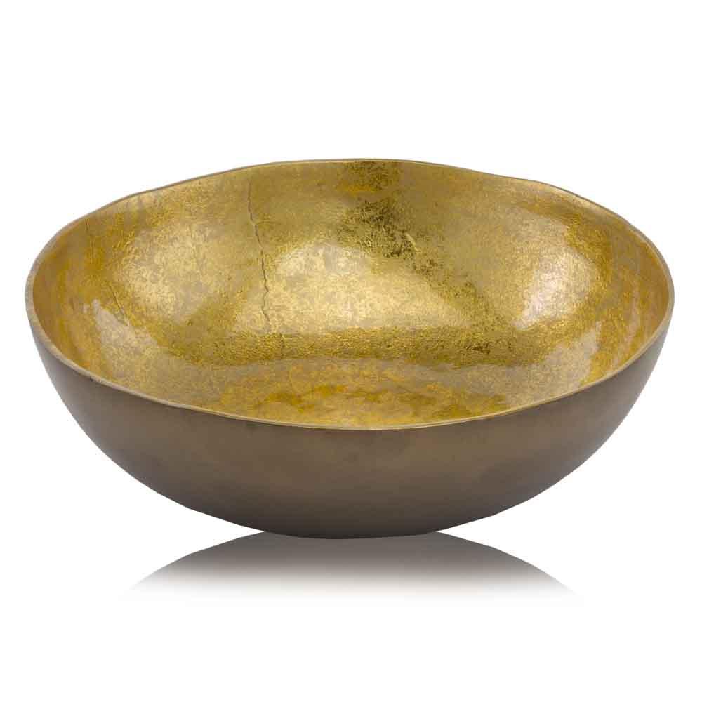 17" x 17" x 4.5" Gold & Bronze Metal Large Round - Bowl - AFS