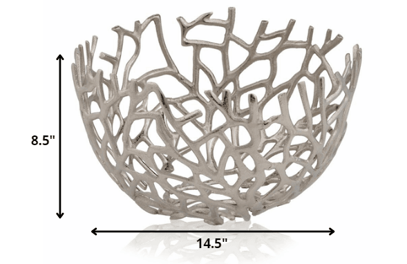 Round Silver Twigs Centerpiece Bowl - AFS