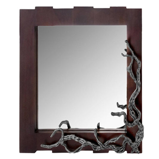 3" x 33" x 32" Brown and Silver Vine Wall Mirror - AFS