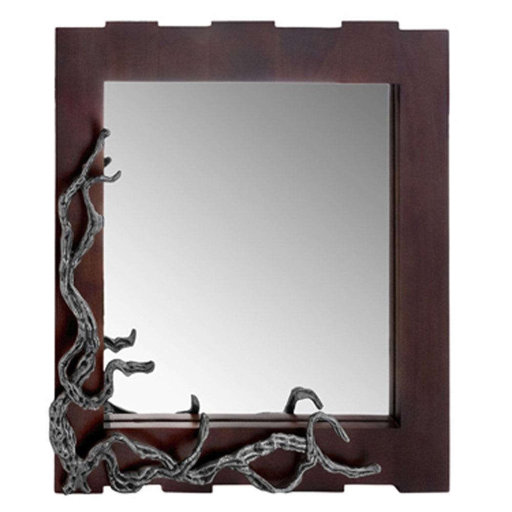 3" x 33" x 32" Brown and Silver Vine Wall Mirror - AFS