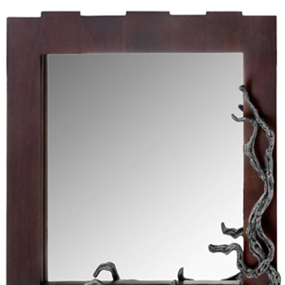 3" x 33" x 32" Brown and Silver Vine Wall Mirror - AFS