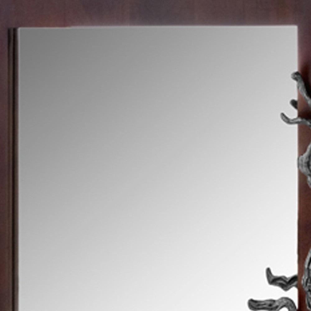 3" x 33" x 32" Brown and Silver Vine Wall Mirror - AFS