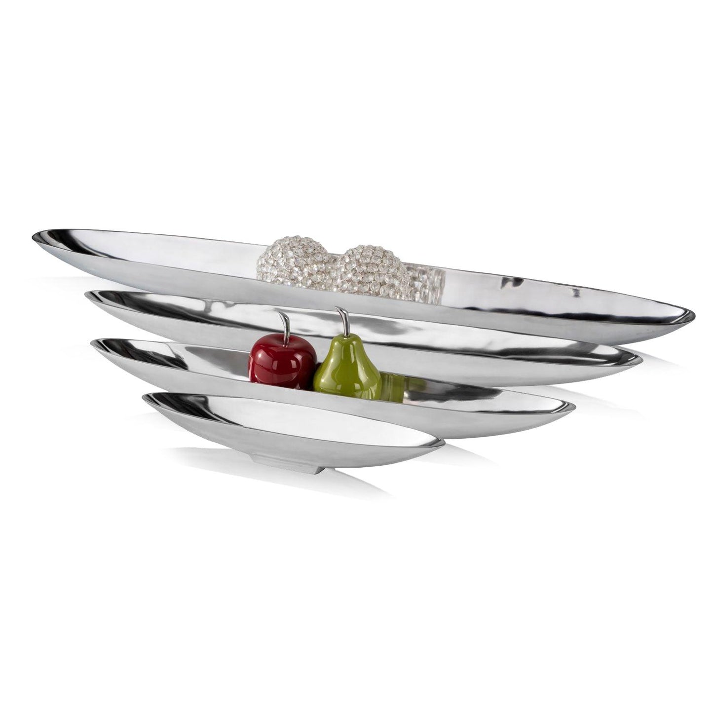 32" Contempo Shiny Silver Long Boat Tray - AFS