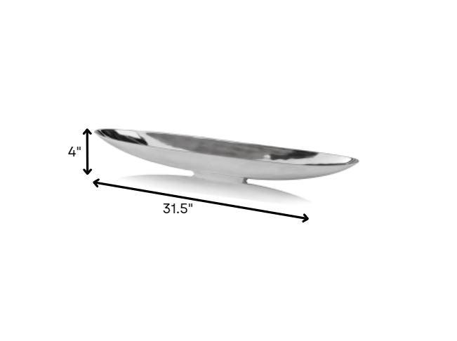 32" Contempo Shiny Silver Long Boat Tray - AFS