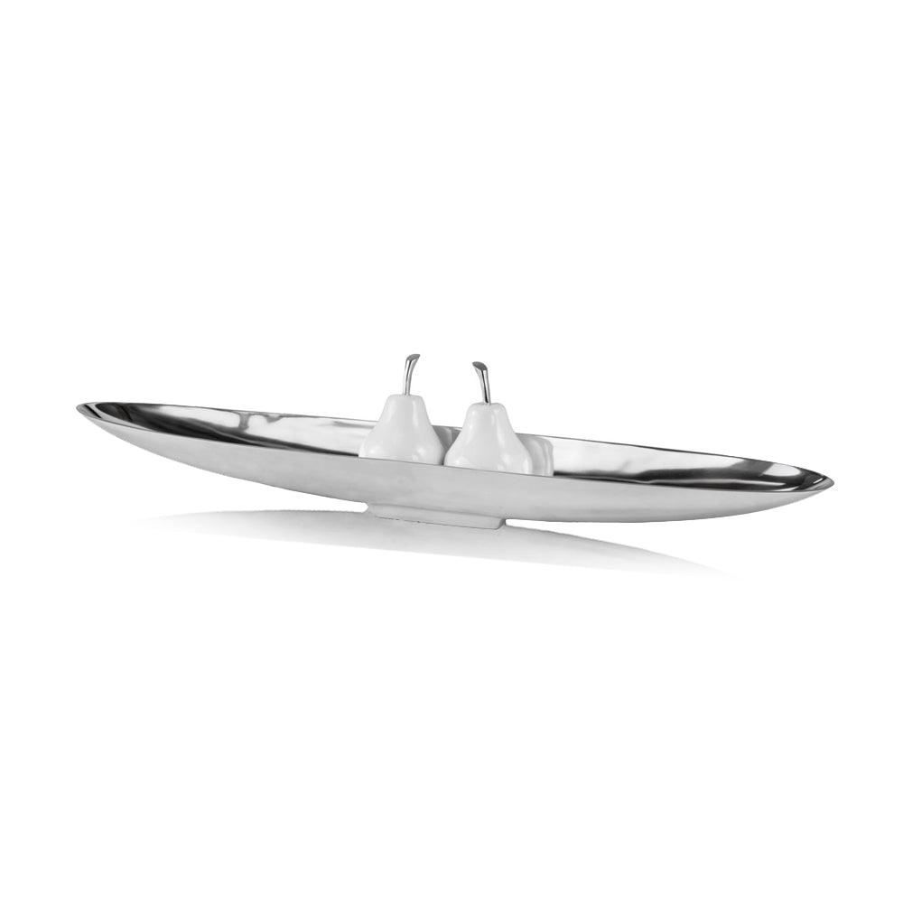 37" Contempo Shiny Silver Large Long Boat Tray - AFS