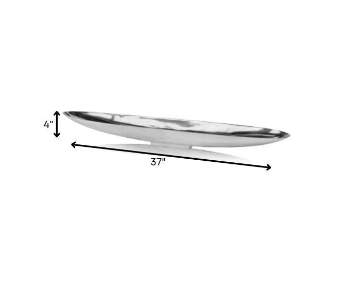 37" Contempo Shiny Silver Large Long Boat Tray - AFS