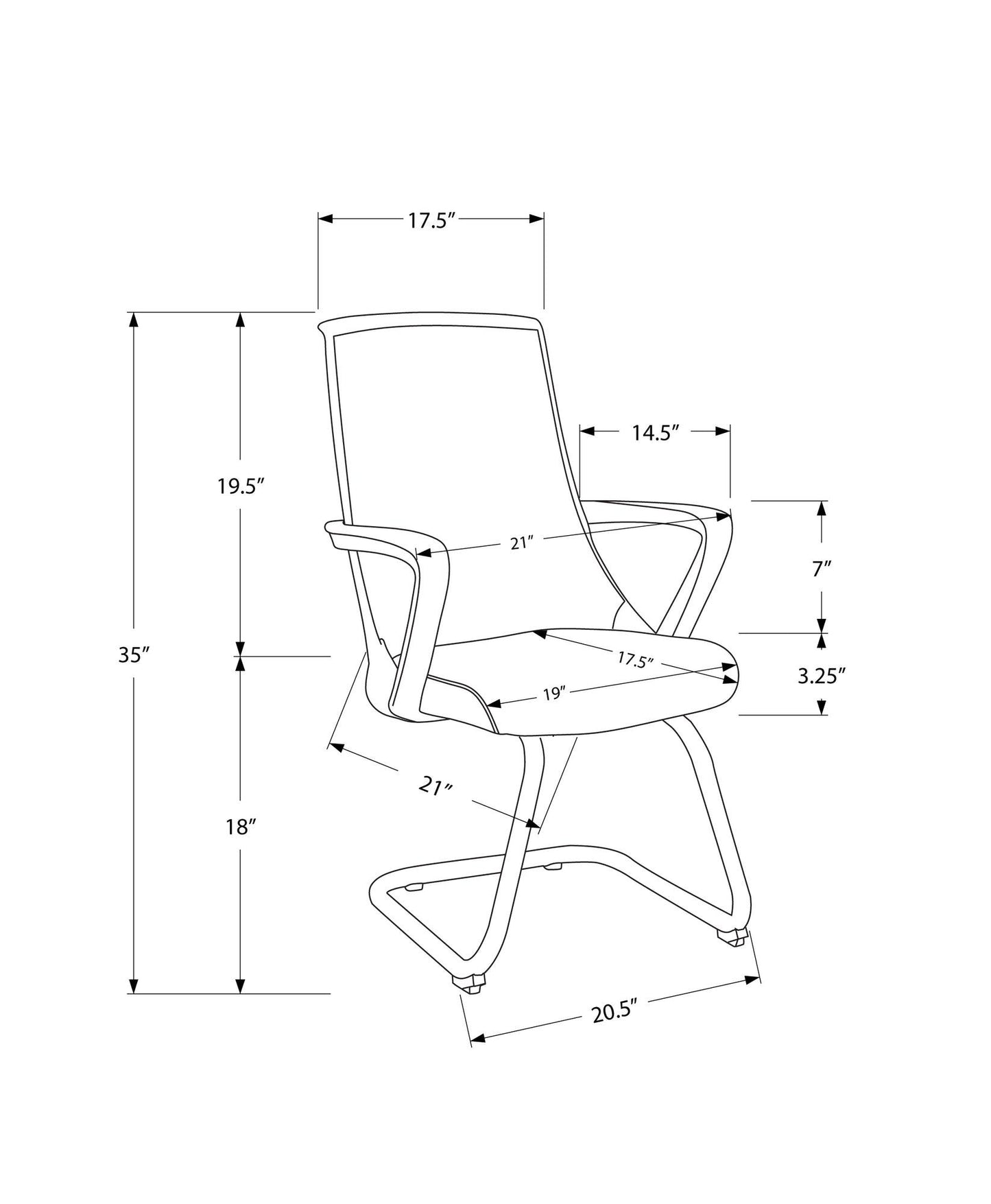 21" X 21" X 35" Black Mesh and Mid Back Office Chair - Set of 2 - AFS