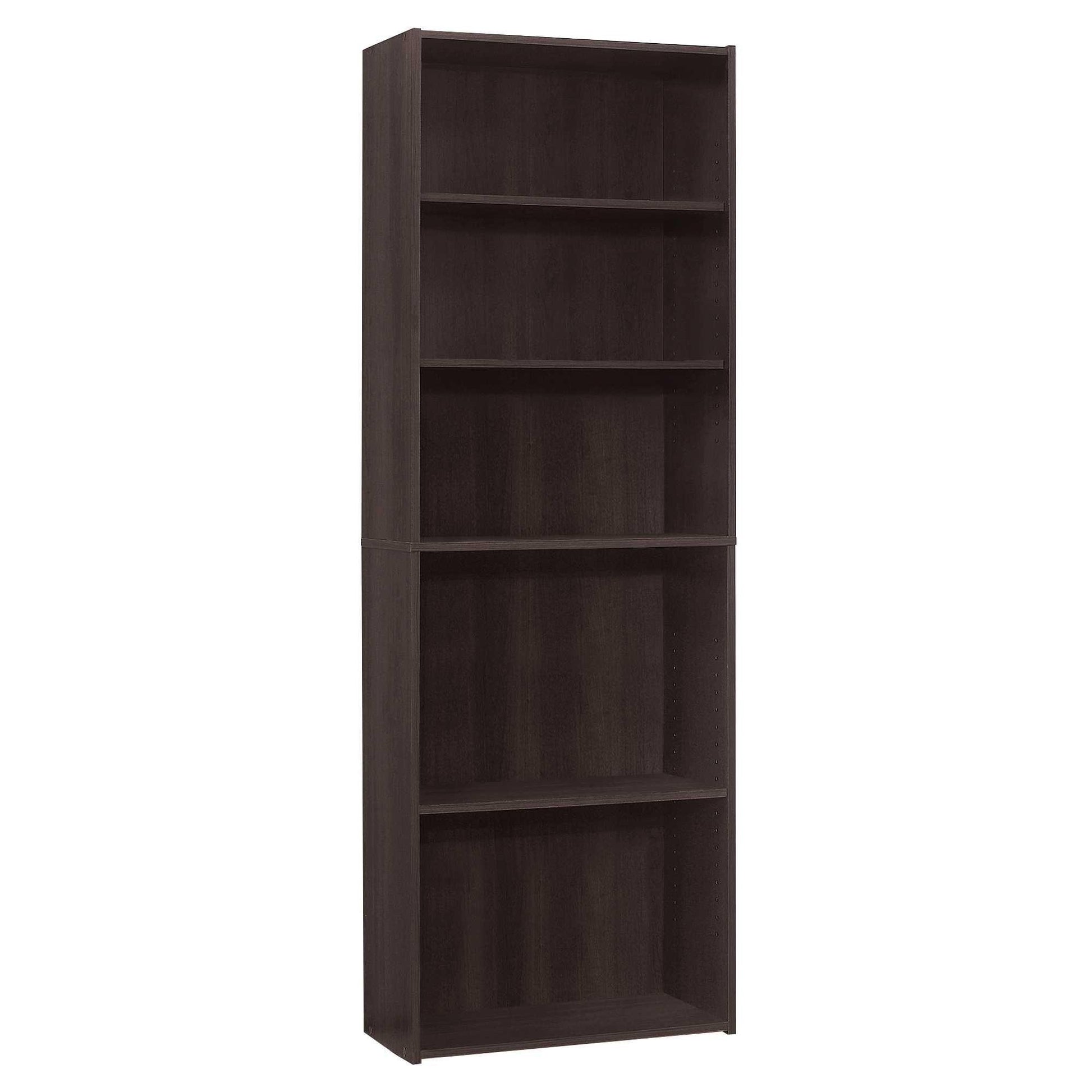 11.75" x 24.75" x 71.25" Cappuccino 5 Shelves Bookcase - AFS