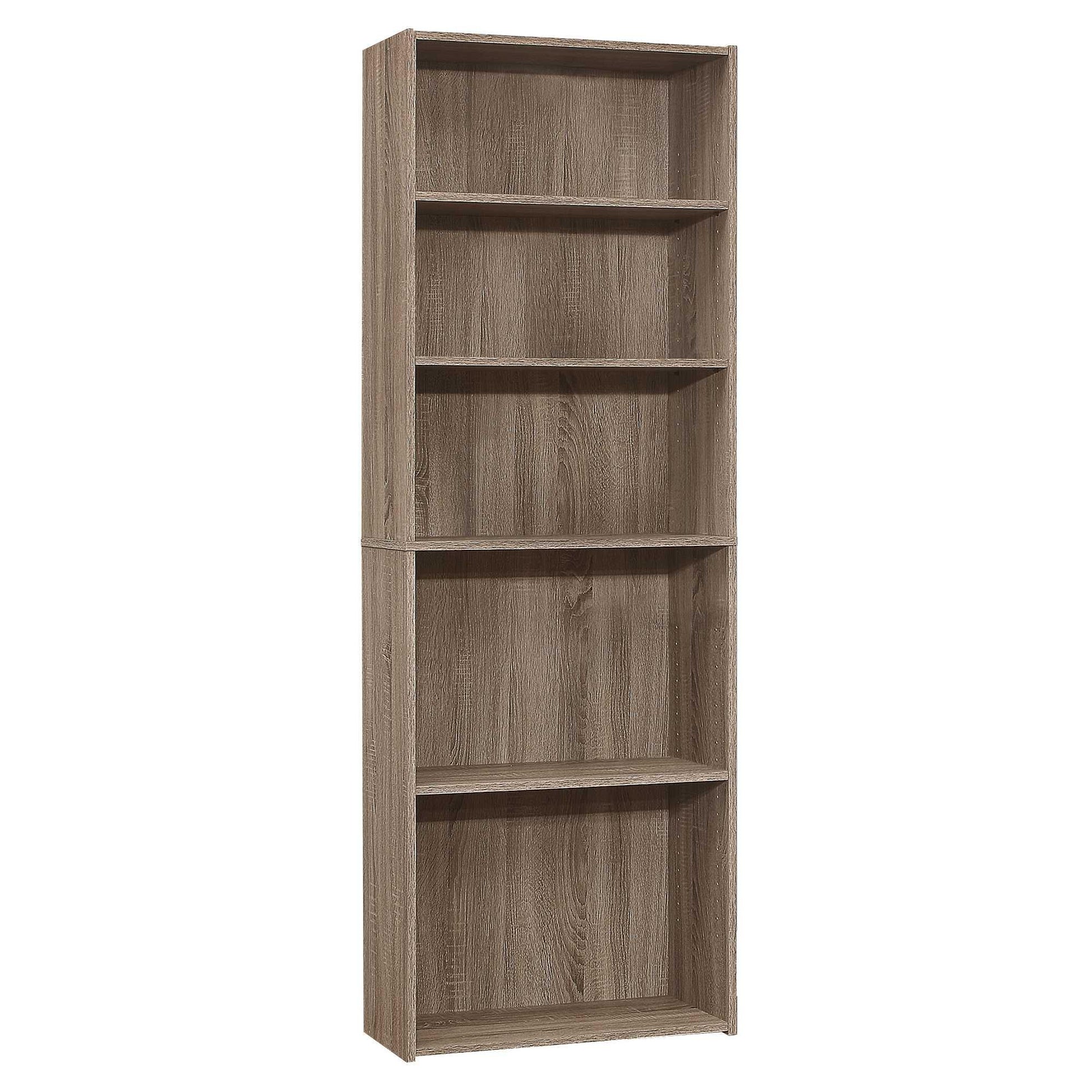 Five Shelf Dark Taupe Bookcase - AFS