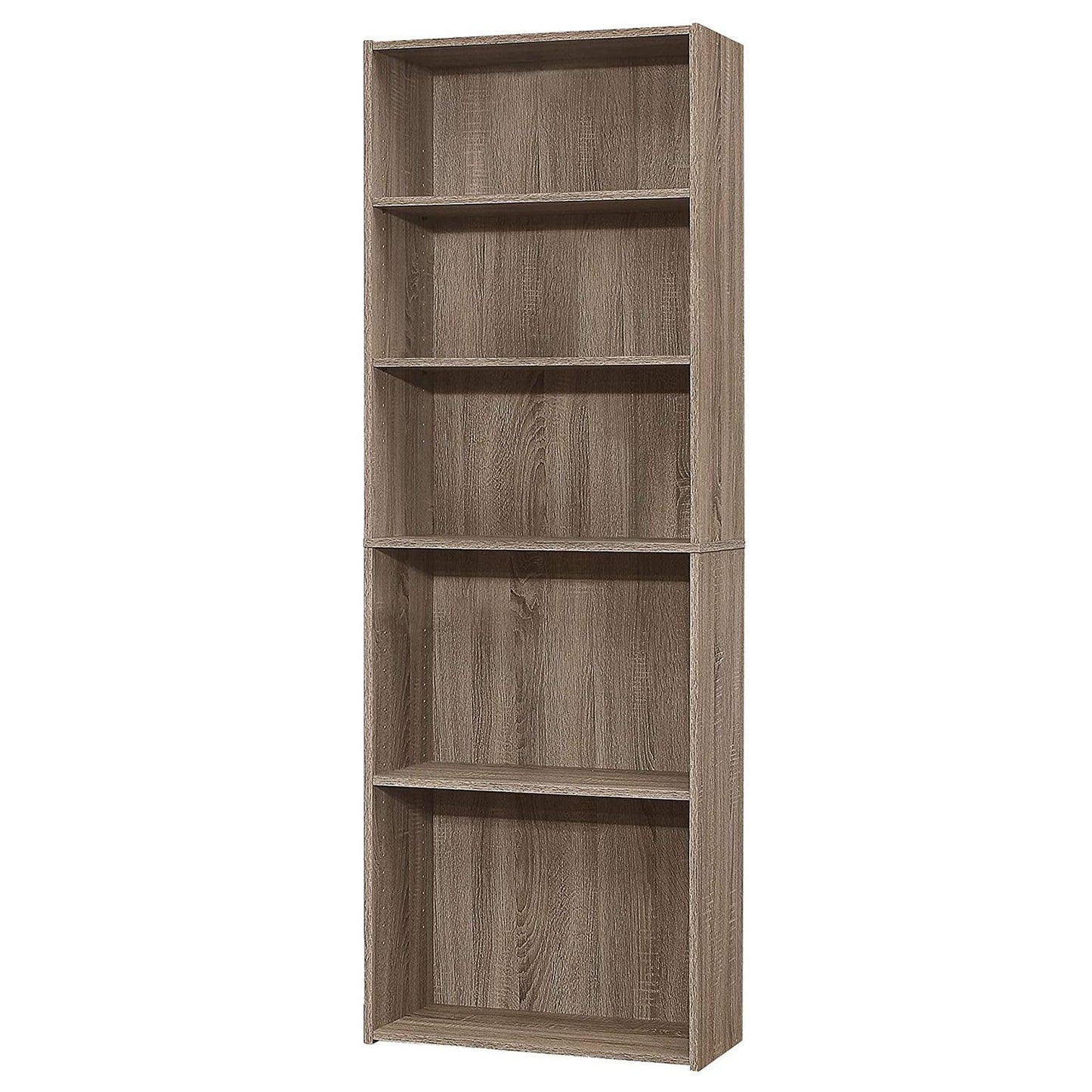 Five Shelf Dark Taupe Bookcase - AFS