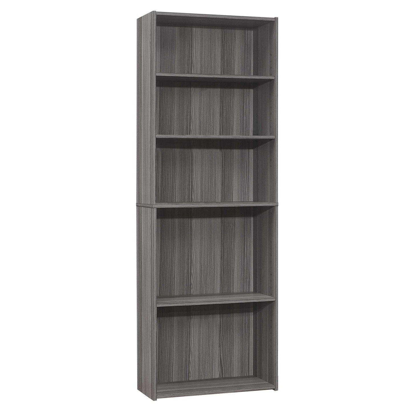 11.75" x 24.75" x 71.25" Grey 5 Shelves Bookcase - AFS