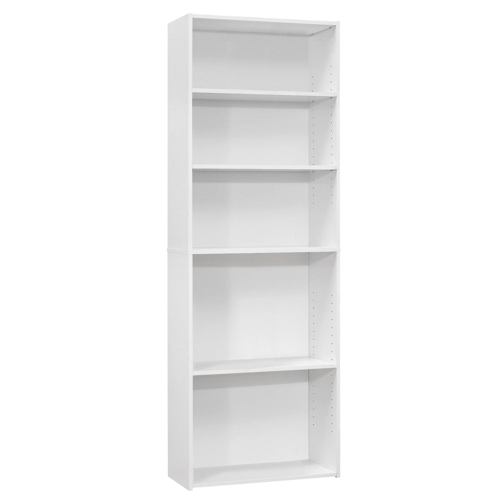 11.75" x 24.75" x 71.25" White 5 Shelves Bookcase - AFS