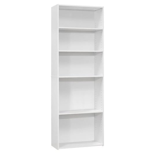 11.75" x 24.75" x 71.25" White 5 Shelves Bookcase - AFS