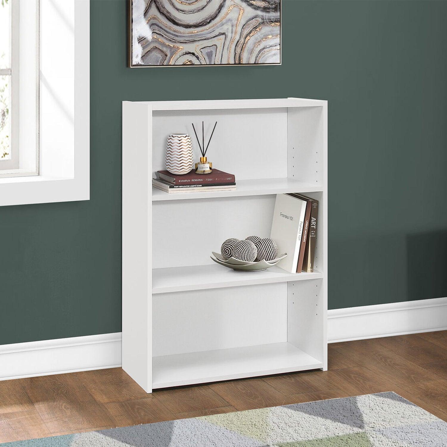 Three Shelf White Bookcase - AFS