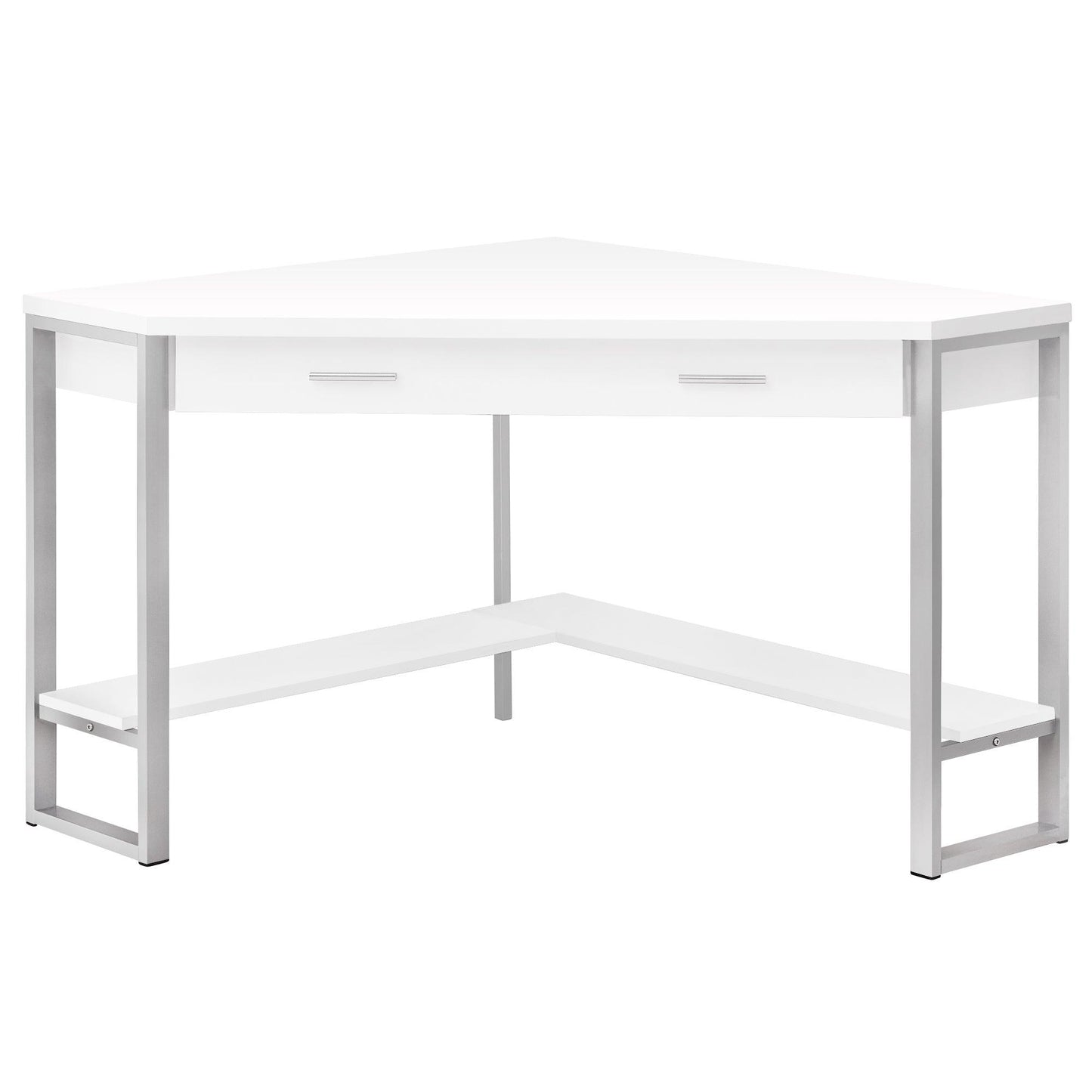 42" x 42" x 30" WhitewithSilver Metal Computer Desk - AFS