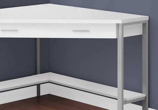 42" x 42" x 30" WhitewithSilver Metal Computer Desk - AFS