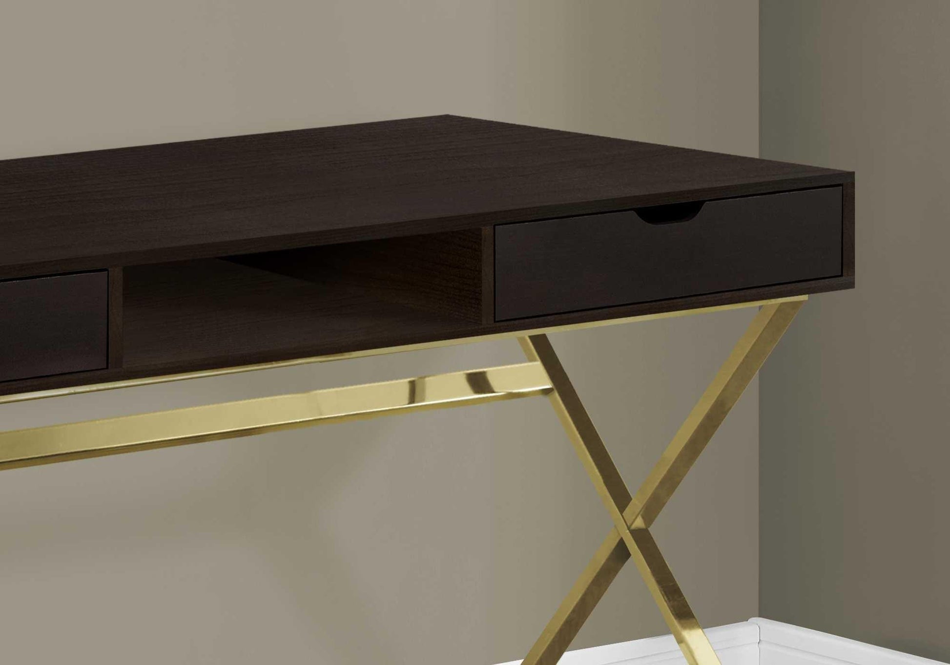 23.75" x 47.25" x 29.25" CappuccinoGold Metal Computer Desk - AFS