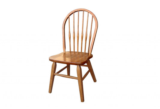 Rounded Spindle Back Rustic Oak Hardwood Dining or Side Chair - AFS