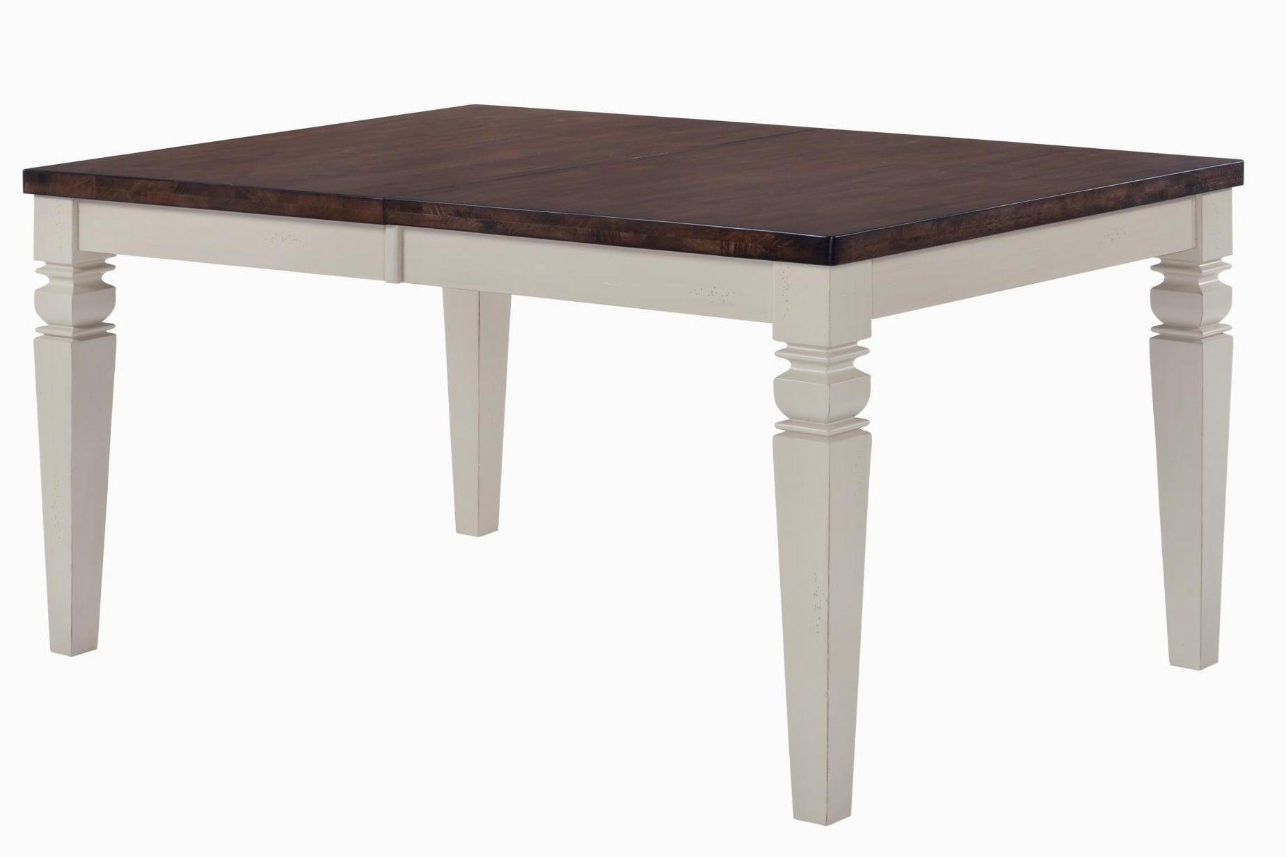 Rustic White and Brown Two Tone Hardwood Dining Table - AFS