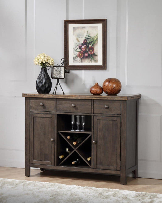 Rustic Whitewash and Black Hardwood Kitchen Island - AFS