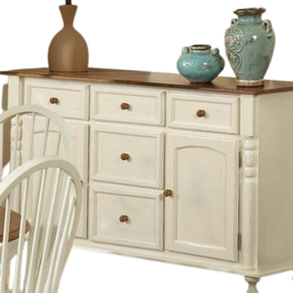 Off White and Cherry Hardwood Buffet Server - AFS