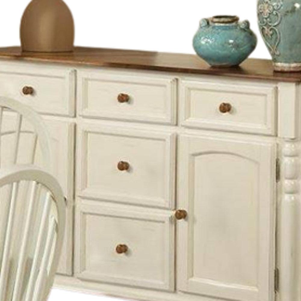 Off White and Cherry Hardwood Buffet Server - AFS