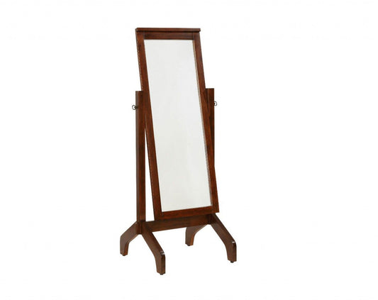 Fork Mocha Brown Wood Rectangle Standing Mirror - AFS