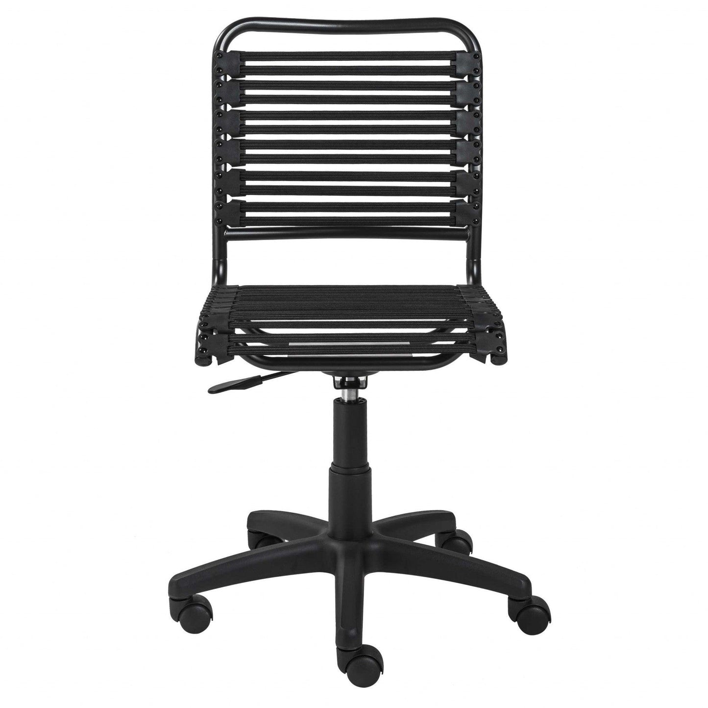 Black Flat Bungie Cord Low Back Rolling Office Chair - AFS