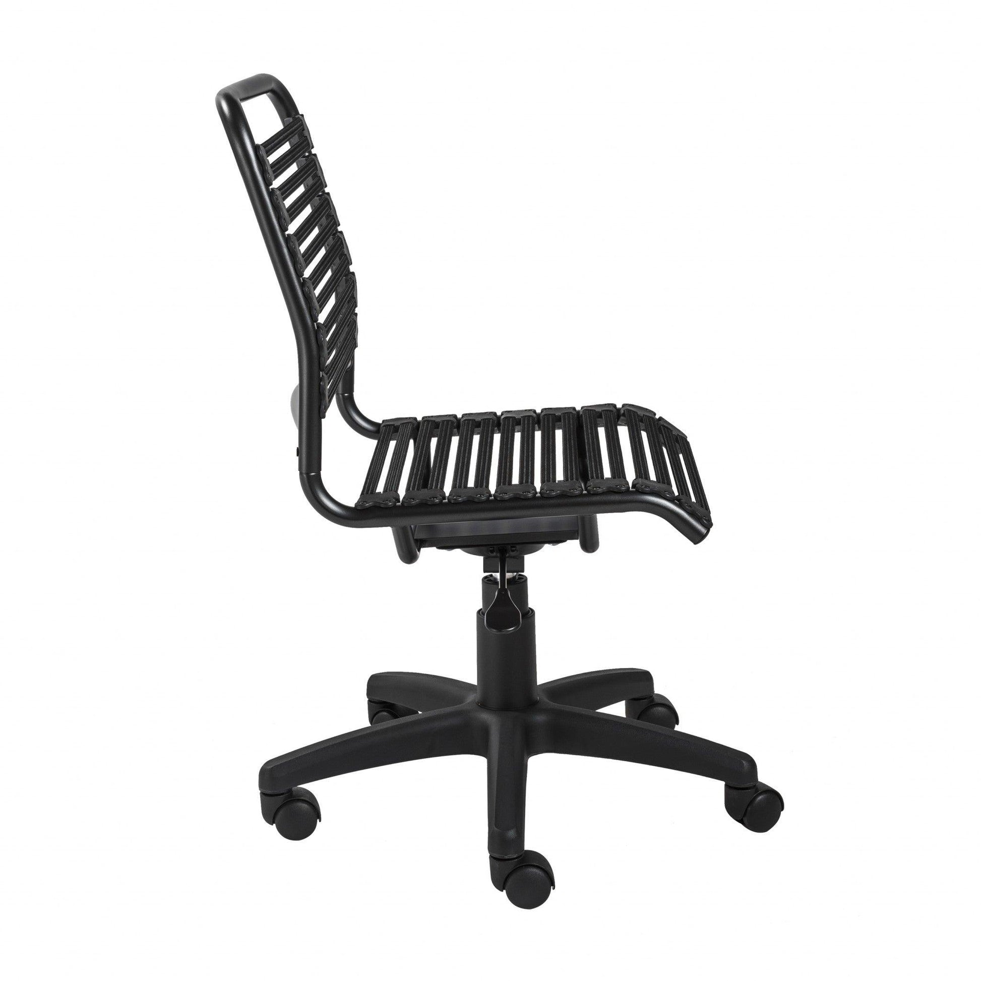 Black Flat Bungie Cord Low Back Rolling Office Chair - AFS