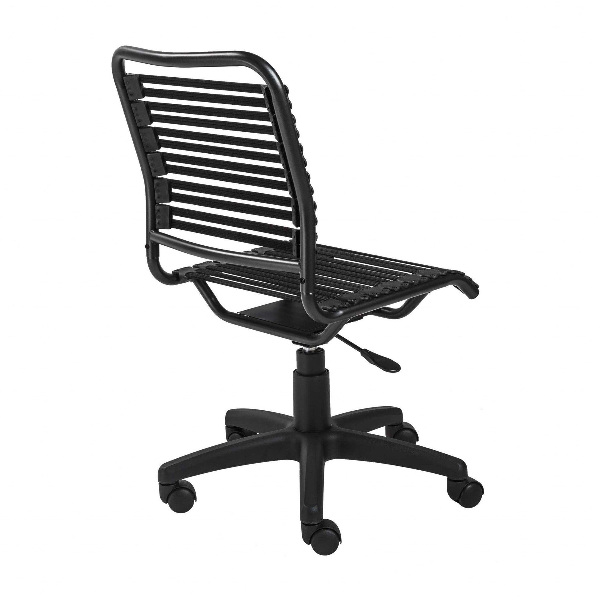 Black Flat Bungie Cord Low Back Rolling Office Chair - AFS