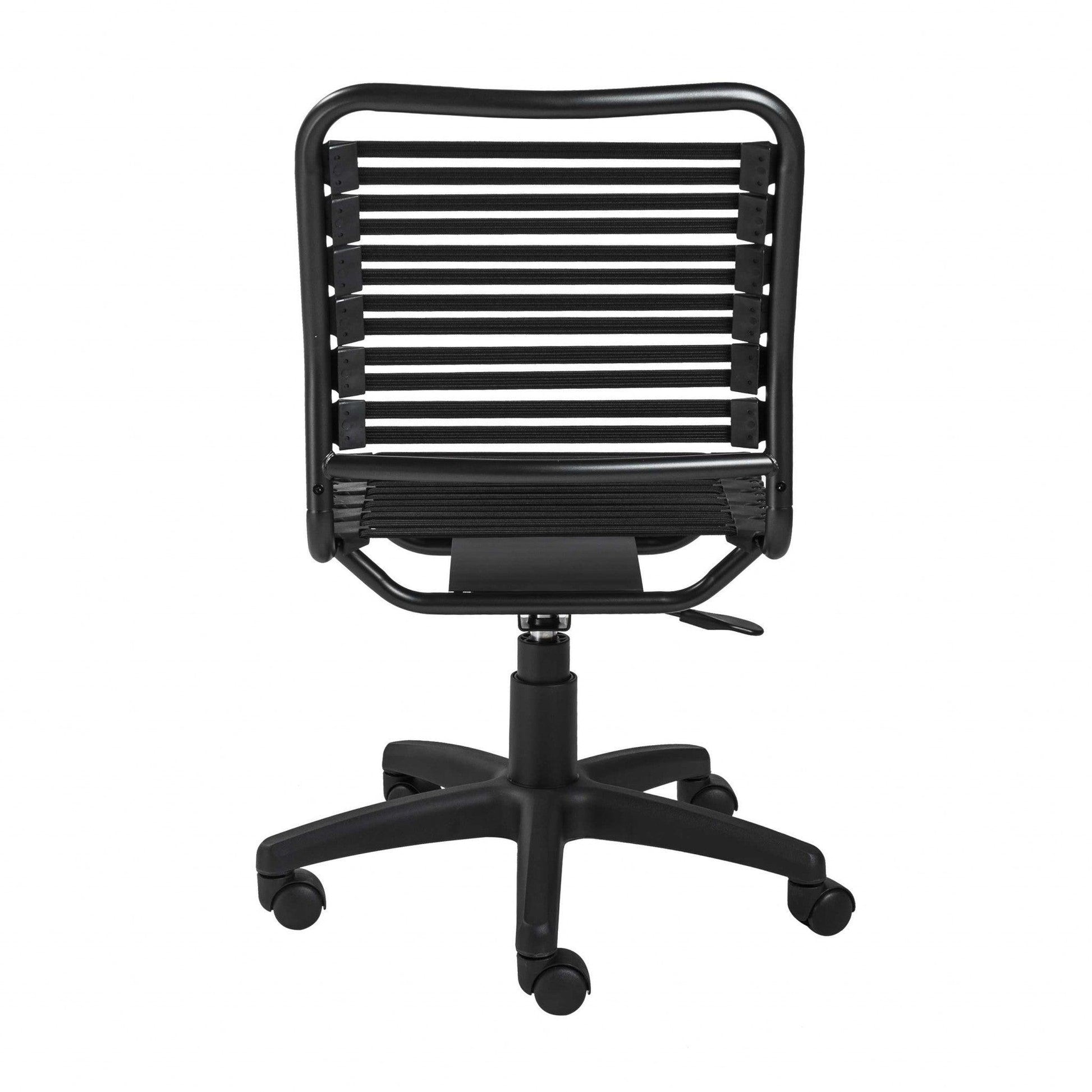 Black Flat Bungie Cord Low Back Rolling Office Chair - AFS