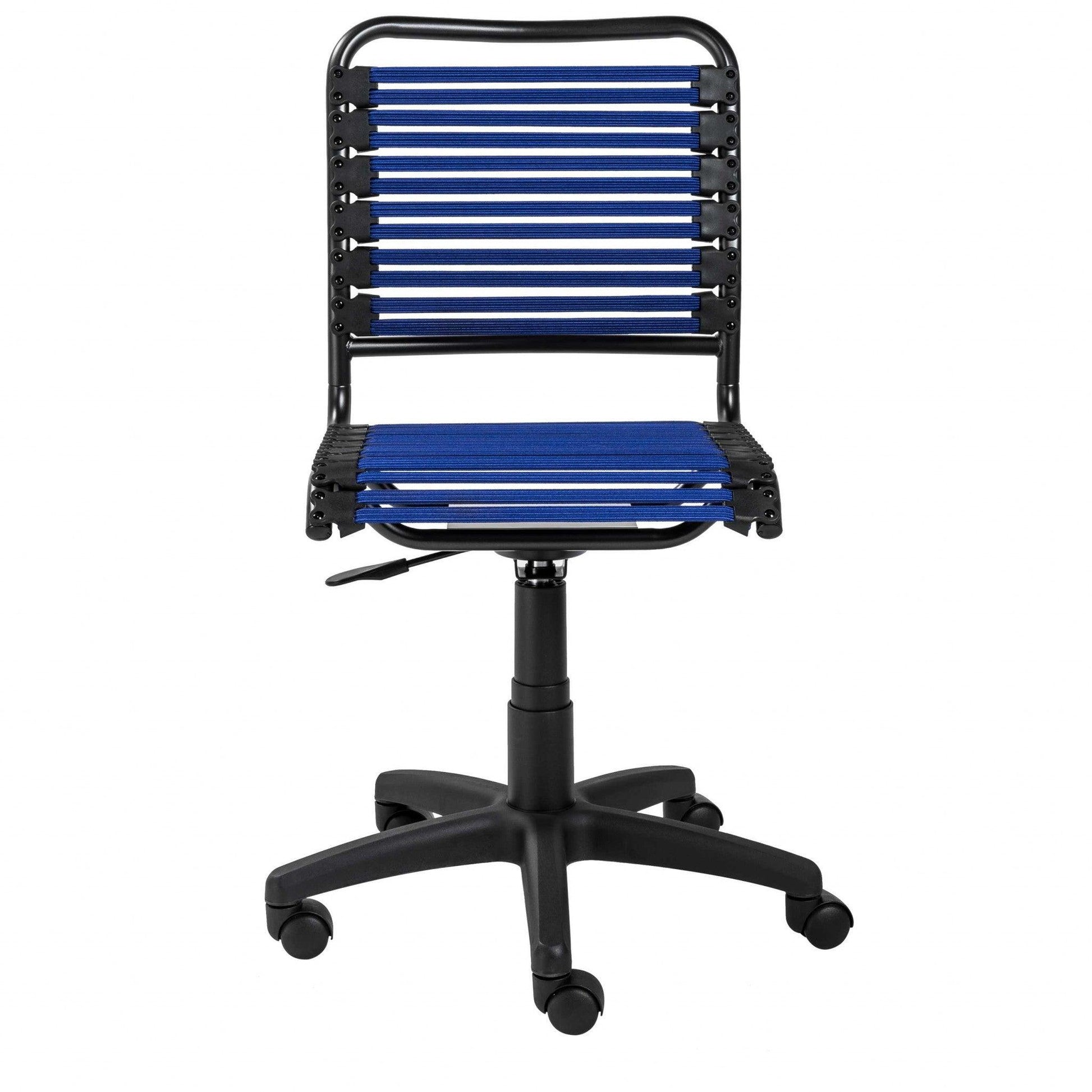 Blue Flat Bungie Cord Low Back Rolling Office Chair - AFS