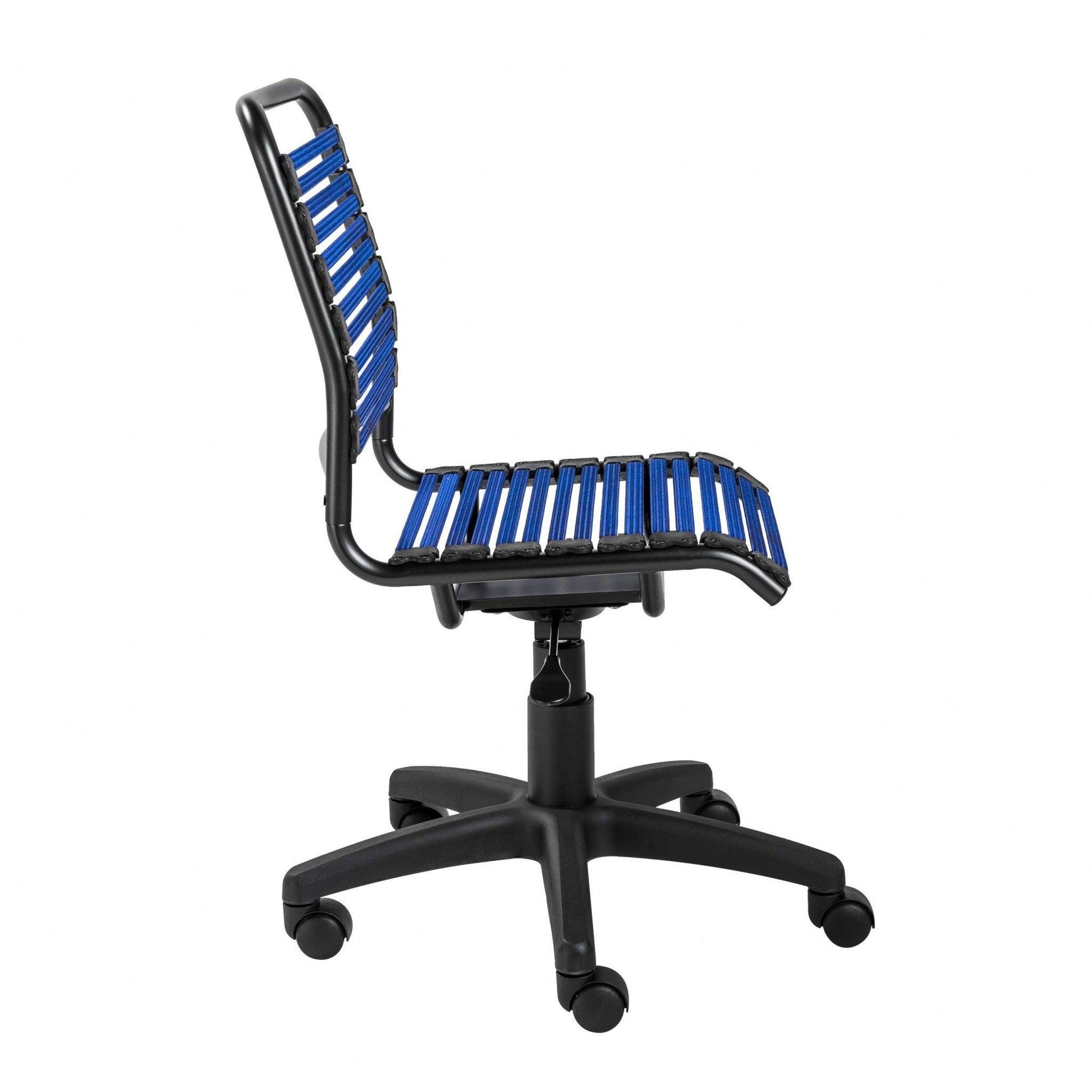 Blue Flat Bungie Cord Low Back Rolling Office Chair - AFS