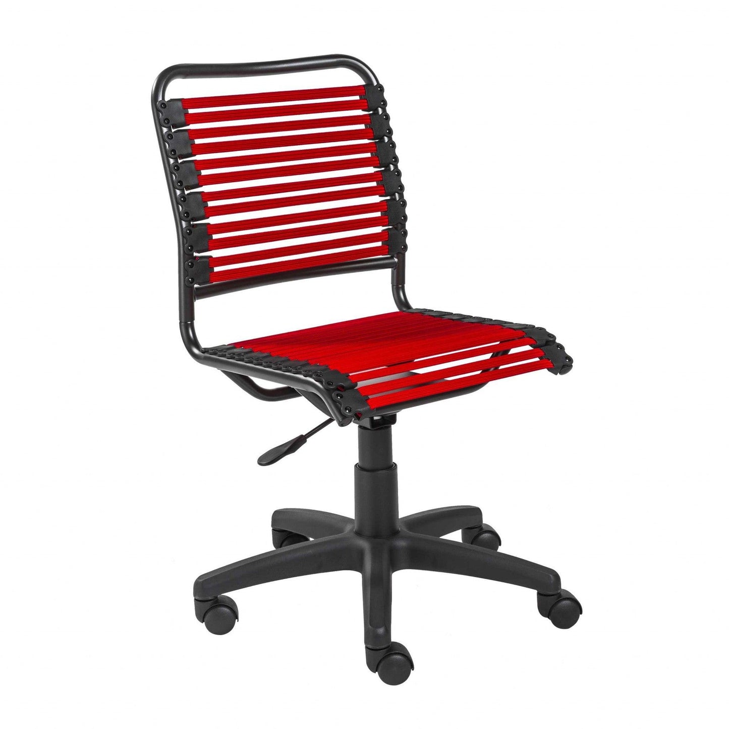 Red Flat Bungie Cord Low Back Rolling Office Chair - AFS