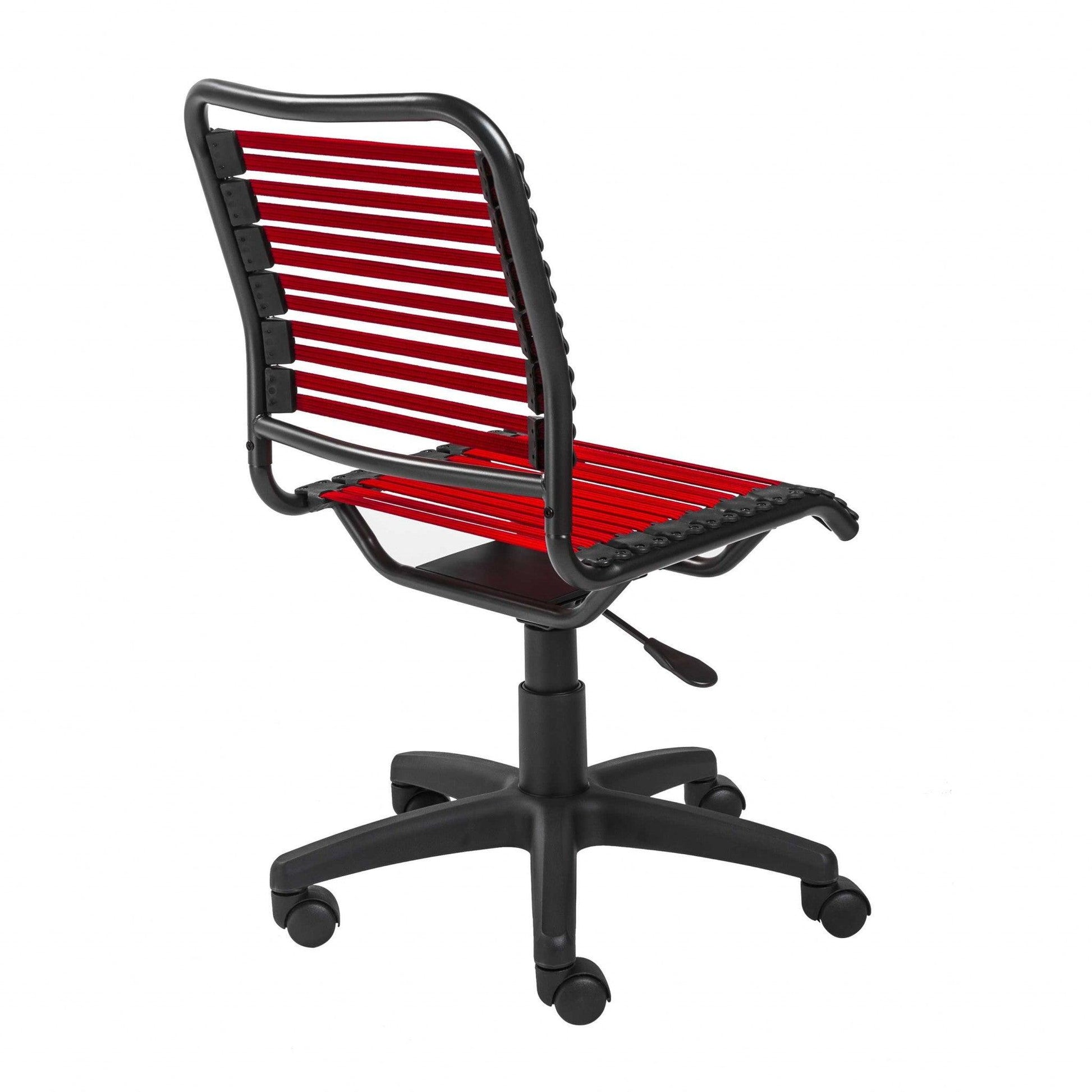 Red Flat Bungie Cord Low Back Rolling Office Chair - AFS