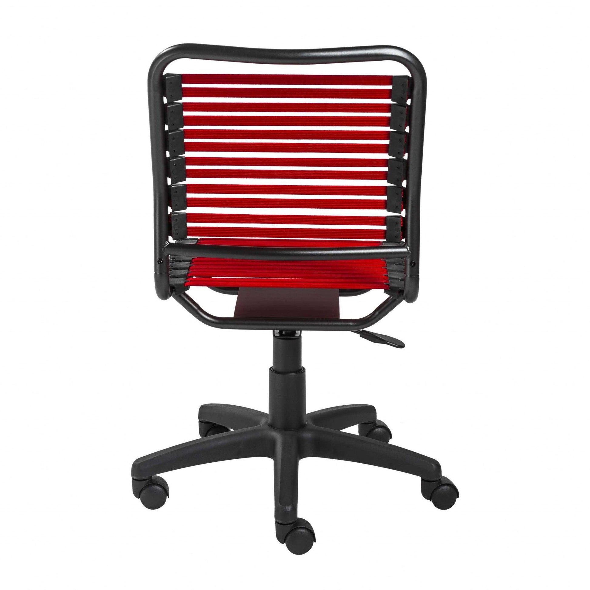 Red Flat Bungie Cord Low Back Rolling Office Chair - AFS